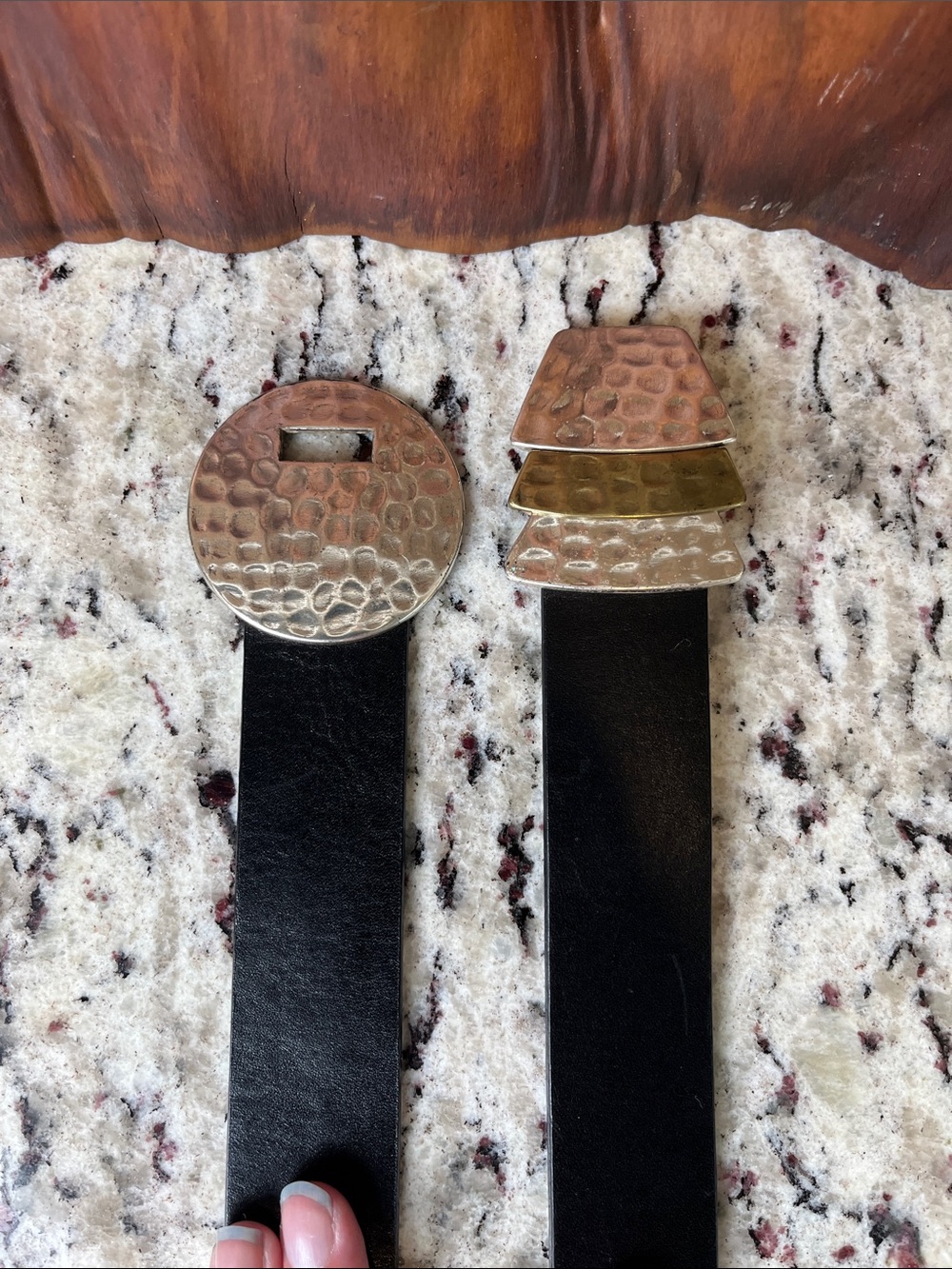 Chico's Black Leather Belt with Hammered Silver-Tone Buckle - Picture 5 of 7